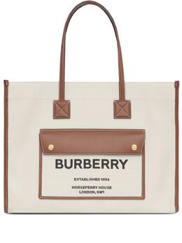 Burberry: Коричневая сумка-шоппер  Freya
