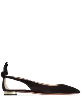 Aquazzura: Чёрные балетки  Bow Tie