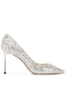 Jimmy Choo: Серебристые туфли  Romy 85
