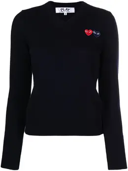 Comme Des Garçons Play: Синий свитер  Double Heart