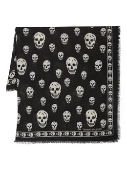 Alexander McQueen: Шарф  Skull с принтом