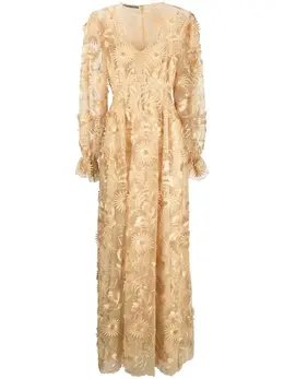 Alberta Ferretti: Бежевое платье 