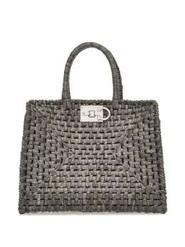 Ferragamo: Серебристая сумка-шоппер  Studio Box