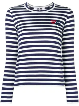 Comme Des Garçons Play: Футболка  Double Heart в полоску