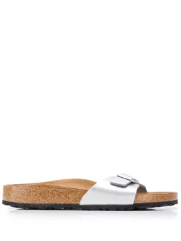 Birkenstock: Серебристые сандалии  Madrid Oiled