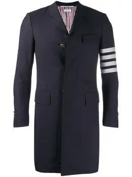 Thom Browne: Синее пальто  4-Bar