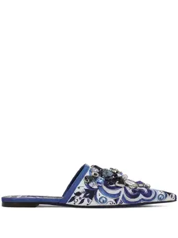Dolce & Gabbana: Голубые сабо  Majolica