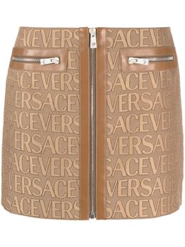 Versace: Кожаная юбка 