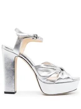 Jimmy Choo: Серебристые сандалии 