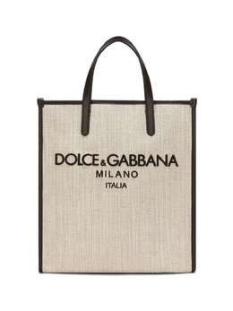 Dolce & Gabbana: Бежевая сумка-шоппер 