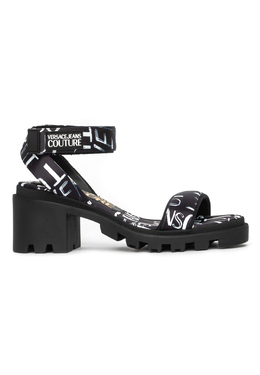 VERSACE JEANS COUTURE: Чёрные босоножки 