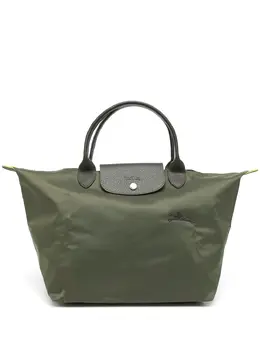 Longchamp: Зелёная сумка-шоппер  Le Pliage Original