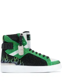 Philipp Plein: Зелёные кроссовки  Money Beast