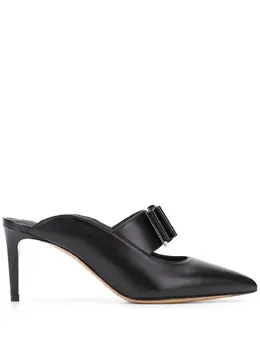 Salvatore Ferragamo: Чёрные сабо  Vara Bow