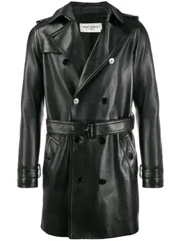Saint Laurent: Кожаный плащ 