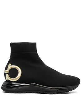 Salvatore Ferragamo: Чёрные кроссовки  Gancini