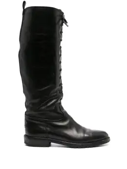 CHANEL Pre-Owned: Чёрные сапоги 