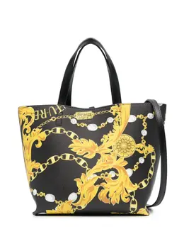 Versace Jeans Couture: Чёрная сумка-шоппер 