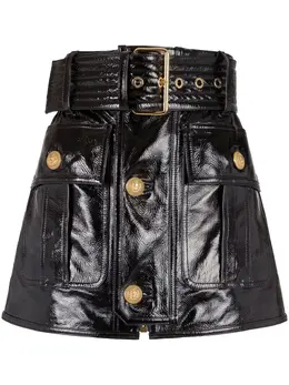 Balmain: Кожаная юбка 