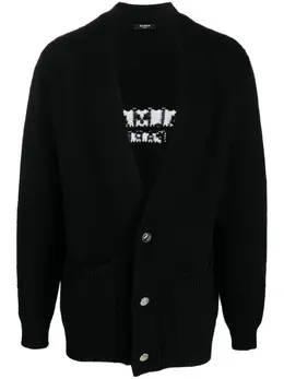 Balmain: Чёрный кардиган 