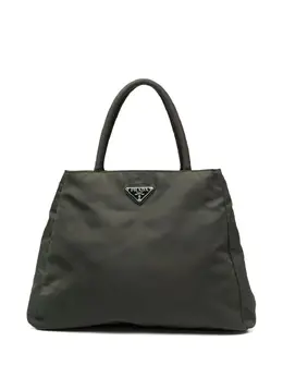 Prada Pre-Owned: Сумка-шоппер цвета хаки 