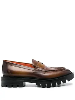 Santoni: Коричневые лоферы 