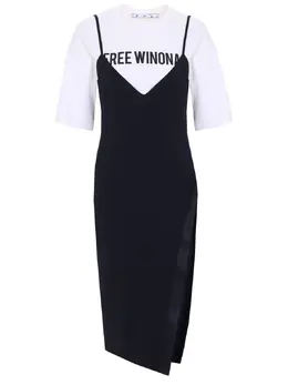 OFF-WHITE: Комбинированное платье 