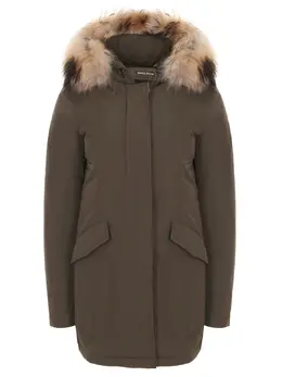 WOOLRICH: Пуховик цвета хаки 
