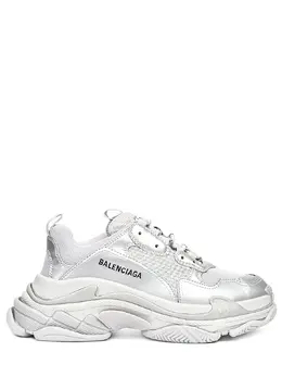BALENCIAGA: Серебристые кроссовки  Triple S