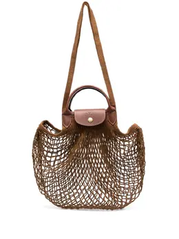 Longchamp: Коричневая сумка-шоппер  Le Pliage
