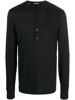 TOM FORD: Футболка  Henley с длинным рукавом