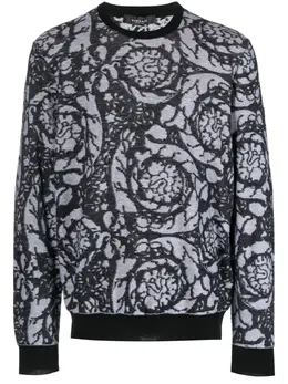 Versace: Чёрный свитер  Barocco
