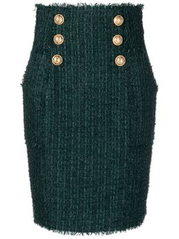 Balmain: Твидовая юбка 
