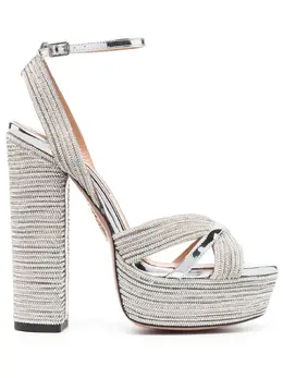 Aquazzura: Серебристые сандалии 