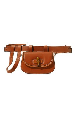 Gucci: Коричневая поясная сумка  Bamboo