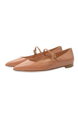Gianvito Rossi: Бежевые балетки  Ribbon