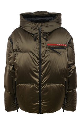 Prada: Пуховик с капюшоном 