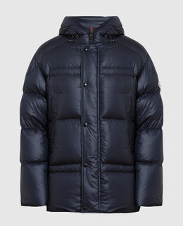 Moncler: Синий пуховик 