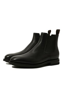 Santoni: Чёрные ботинки 
