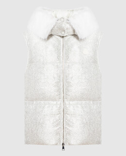 Moncler: Серебристый жилет 