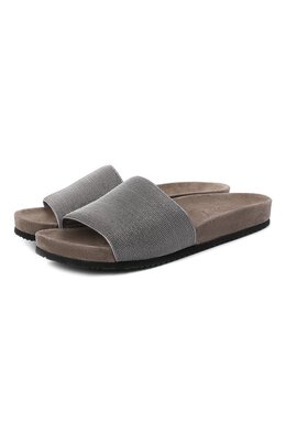 Brunello Cucinelli: Серебристые шлёпанцы 