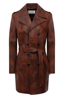 Saint Laurent: Кожаное пальто 
