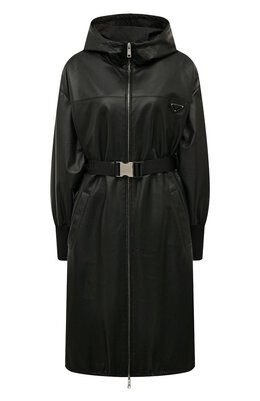 Prada: Кожаное пальто 