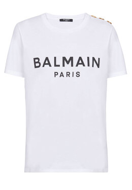 BALMAIN: Белая футболка 