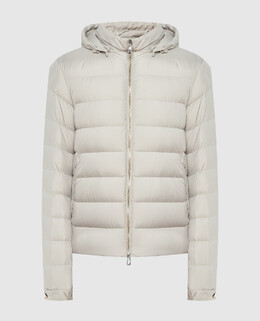 Moncler: Бежевый пуховик 