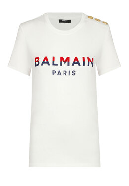 BALMAIN: Белая футболка 