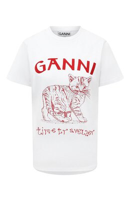 Ganni: Хлопковая футболка 