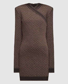 Balmain: Коричневое платье 