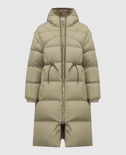 Moncler: Зелёный пуховик 