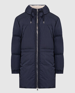 Moncler: Синий пуховик 